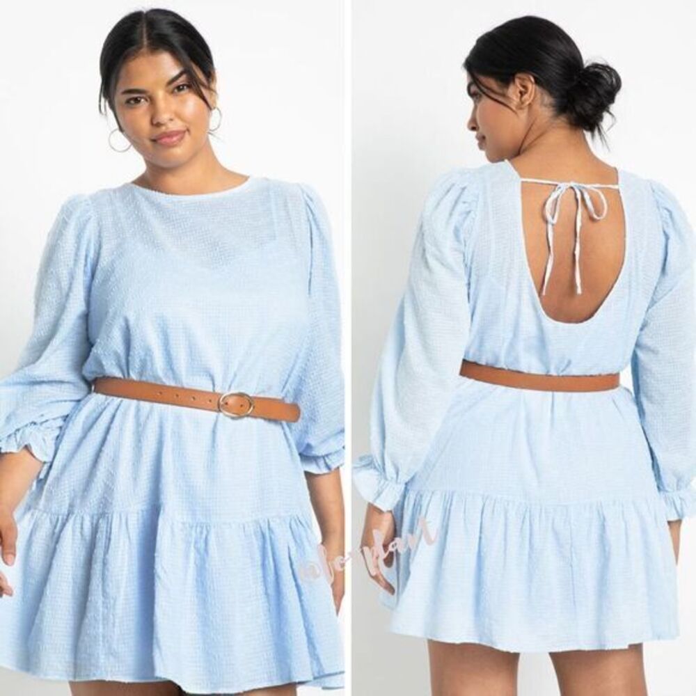 NEW Eloquii Baby Blue Textured Cotton Easy Day Dress, size 16‎